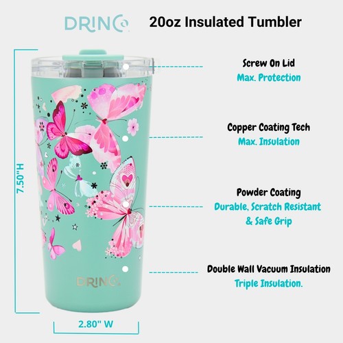DRINCO vaso de acero inoxidable de 20 oz taza de café aislada taza de viaje con pajita - Imagen 88 de 99