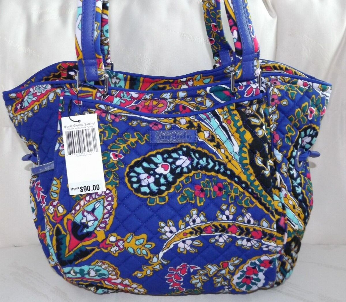 VERA BRADLEY Iconic Glenna Satchel Purse Romantic Paisley Royal Blue NWT eBay