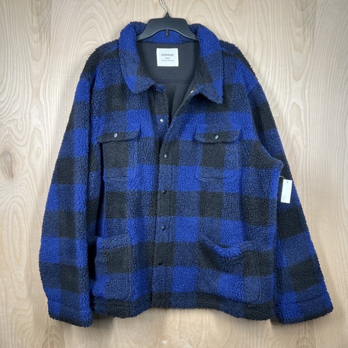 Goodthreads Flannel Full Zip Jacket Men’s 3XL Blue Plaid Sherpa NEW  - Picture 1 of 5