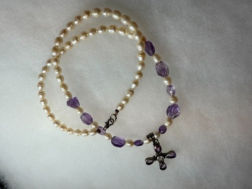 Antique Pearl and Amethyst Vintage Necklace Jewelry - Picture 8 of 8