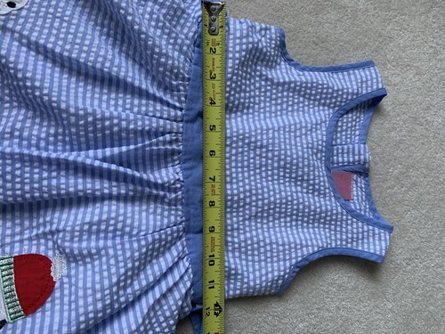 girls seersucker stripe applique dog dress size 7 - Picture 7 of 8