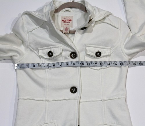Mossimo Supply Jacket Girl's Small White Hooded Coat Buttons Pockets Casual - Picture 4 of 8
