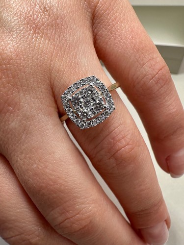 Anello aureola oro giallo 9 kt 0,63 ct diamanti coltivati in laboratorio LGSL102 - Foto 1 di 21