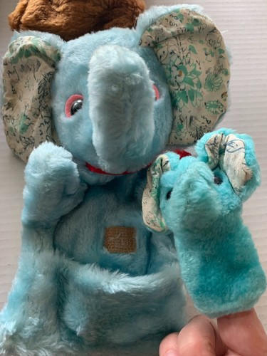 Vintage California Stofftiere Puppen Menge 4 Mutter Baby Elefant Maus Hund Bär - Bild 2 von 6