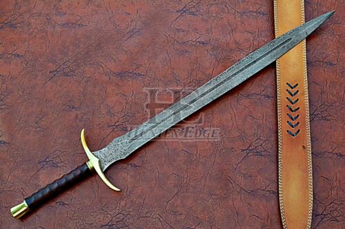 HUNTEX Custom Handmade Damascus 810 mm Long Rosewood Handle Viking Short Sword - Picture 4 of 9