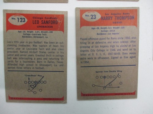 Lot 1955 Bowman 6 cartes football Christiansen Simmons Thompson Taseff Sanford + - Photo 9/10