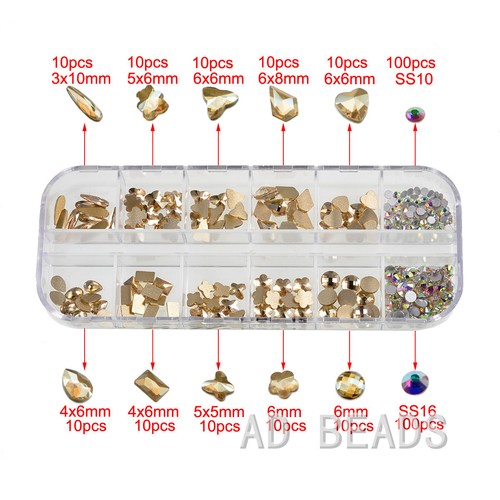 300 Stck. Top Tschechisch Kristall Multi-Form Flatback Strass Nail Art Dekoration Zum Selbermachen - Bild 6 von 14