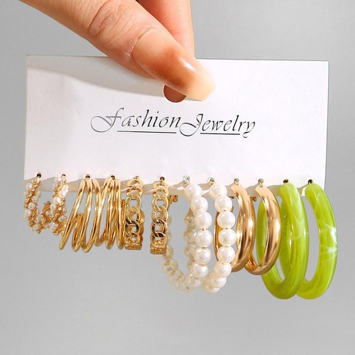 European and American Style Metal Earrings, Square Geometric Earrings - Picture 2 of 16