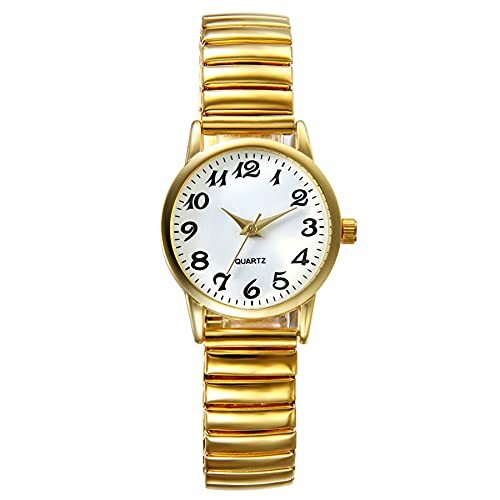 Women's Ultra Thin Easy Reader Watch gold strap silver dial (6.7in-8.66in) - Picture 1 of 6