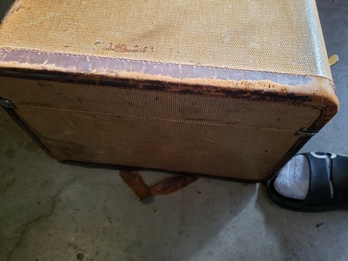 Vintage Golden Brown Tweed Suitcase 1940's Antique Luggage - Picture 5 of 5