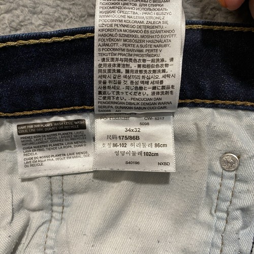 Levis Mens 514 Jeans 34x32 Blue Denim Dark Wash Straight Fits 34x31 - Picture 17 of 17