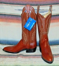 Vintage Panhandle Slim Brown Lizard / Leather Cowboy Boots Womens 3.5 B New