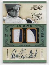 2012 PLAYOFF PRIME CUTS ICONS PRIME CARLTON FISK AUTOGRAPH PATCH #D 4/5 SP HOF