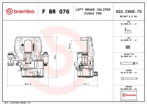 Fits Sprinter 2.1 CDi Electric Brake Caliper Front Rear Left Brembo - Picture 3 of 4