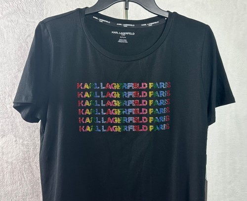 Camiseta/Tops Karl Lagerfeld Paris Para Mujer Negra/Multicolor Mediana Nueva Con Etiquetas - Imagen 6 de 15