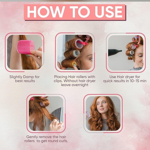 Hair Rollers Set (30Pcs) (6 Small, 6 Medium, 6 Large), 12 Duckbill Hair Clips - Picture 2 of 6