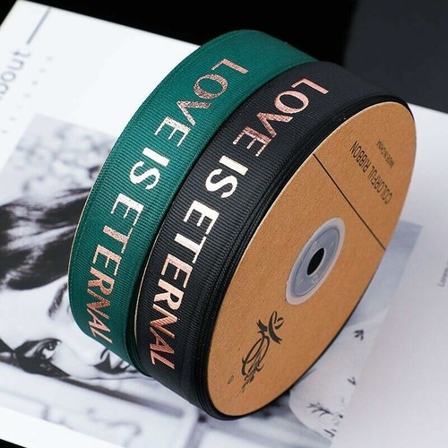 50 Yard Polyester Grosgrain Ribbons Love Is Eternal Printed Party Crafts DIY - Picture 3 of 19