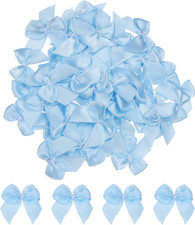 100Pcs Mini Ribbon Bow 1" Mini Fabric Satin Ribbon Flower Bows for Craft DIY Sew