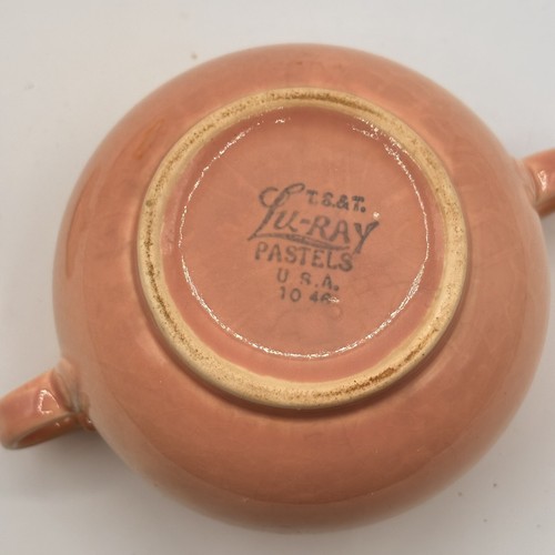 Vintage MCM Lu-Ray Pastels Zucker und Milchkännchen Set mit Deckel Rosa �� - Bild 6 von 13