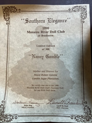 Madame Alexander MRDC 1990 Southern Elegance Nancy Gamble Doll LE with COA - Bild 2 von 5