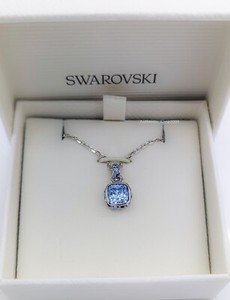 100 SWAROVSKI Rhodium Aqua Blue Crystal Birthstone Pendant Necklace 5651794