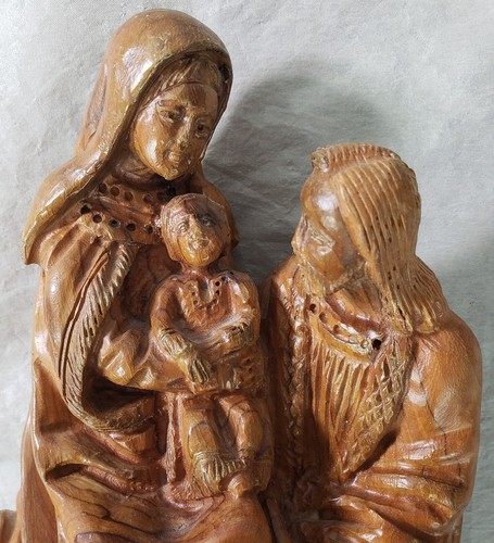 Omar Bakri Israele vintage 1979 intaglio legno di olivo statua di Gesù Maria Giuseppe 11" - Foto 6 di 23