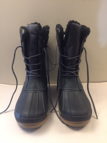 Swiss Tech Thinsulate Waterproof Winter Boots Leather Black Kids Size 5 - Picture 5 of 13