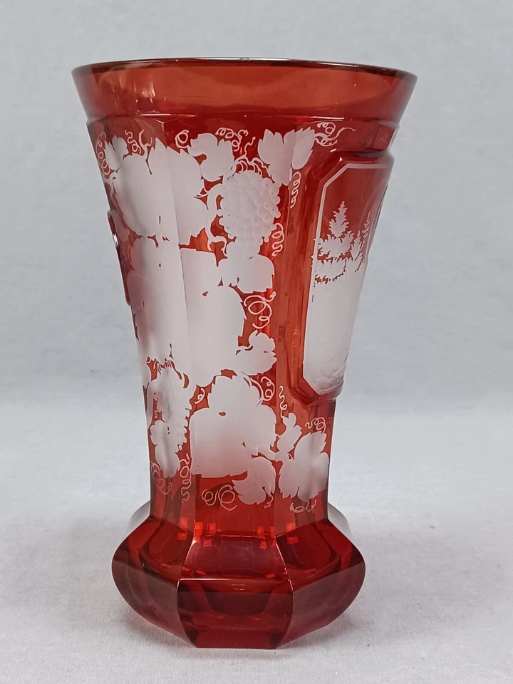 19th Century German Bohemian Ruby Stained & Engraved Prometheus 7 inch Vase - Image 2 of 4