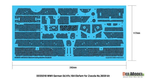 Juego de calcomanías de revestimiento Elefant Zimmerit para kit Zvezda 3659, modelo DEF DD35018, 1/35 - Imagen 2 de 10