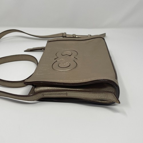 Cole Haan Umhängetasche Handtasche Metallic Taupe verstellbarer Riemen rechteckig Leder - Bild 12 von 12