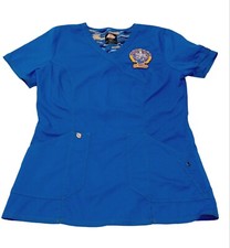 Dickies Blue Scrub Top Womens Small With 1962 Merced College R.N. PROGRAM Patch
