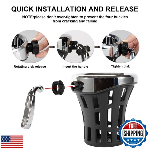 PSLER Motorcycle Handlebar Cup Drink Bottle Holder W/Mesh Basket Mount Univer - Picture 4 of 5