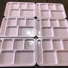 6 Pottery Barn Kids Pink Melamine Tray Cafeteria Camp 6 Compartment 16”x10”