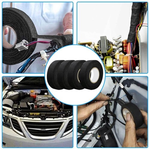 4x Kabelbaum Klebeband Gewebeband Isolierband KFZ PKW Isoband schwarz 19mm 15M - Bild 8 von 17