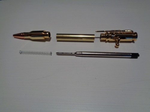 10 Pack, 24KGold, 30 Caliber Bolt Action Bullet Pen Kits, with bushings - Picture 3 of 5
