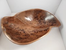 Vintage freeform hand carved 16x11" burl wood bowl rustic