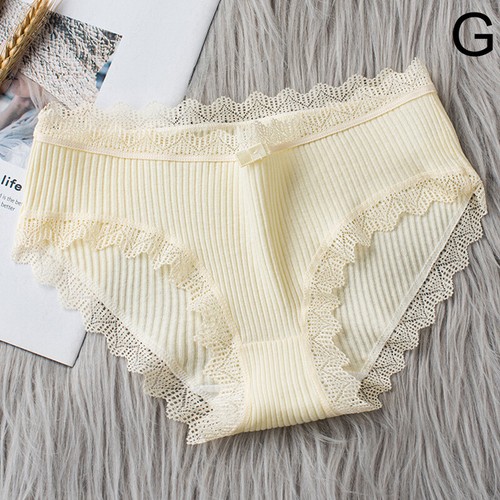 Damen Mid Waist Slip Spitze Slips Atmungsaktiv Weich Unterwäsche Baumwolle Unterhose - Bild 9 von 22
