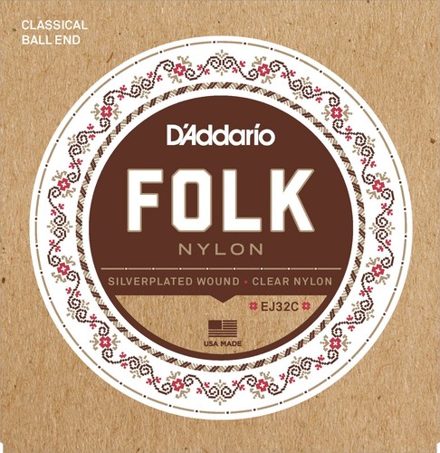 Cuerdas de guitarra D'Addario EJ32C folk nailon con extremo de bola de nailon plateado enrollado transparente nailon - Imagen 5 de 13