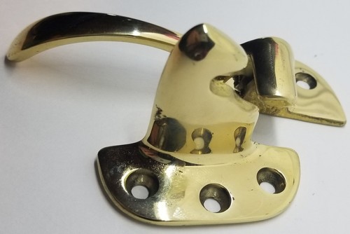 LEFT HAND SOLID BRASS Ice Box Latch 3/8" Off Set antique vintage retro solid han - Picture 5 of 10