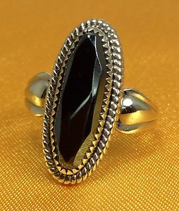 Vintage-925-Sterling-Silver-Hematite-Gemstone-Ladies-Ring-SZ-5-5-Fine-Jewelry
