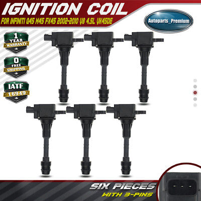 6x Ignition Coil Pack for Infiniti Q45 M45 FX45 03-08 VK45DE V8 4.5L 22448-AR215