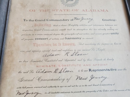 Antike Tempelritter Großkommandantur AL & NJ Dekret mit Amtssiegel 1920er - Bild 3 von 9