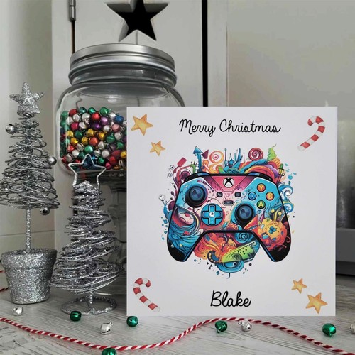 PERSONALISED XBOX HAPPY CHRISTMAS GAMING CARD - HANDMADE Xmas card Son Daughter - Picture 5 of 8