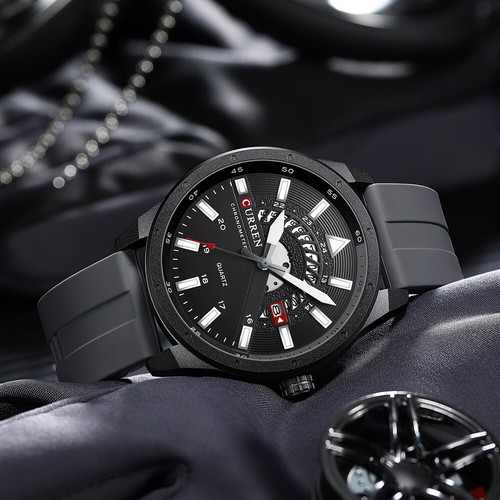 CURREN Reloj Pulsera Hombre Negocios Cuarzo Banda Silicona Calendario Impermeable - Imagen 8 de 27