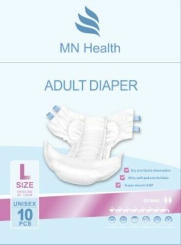 Adult Diapers for Men & Women Size Large 10/PK - Afbeelding 1 van 1