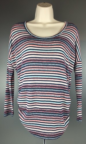 Ginger G Women’s Multicolor Striped Size Small Sweater With Ruched Sides
