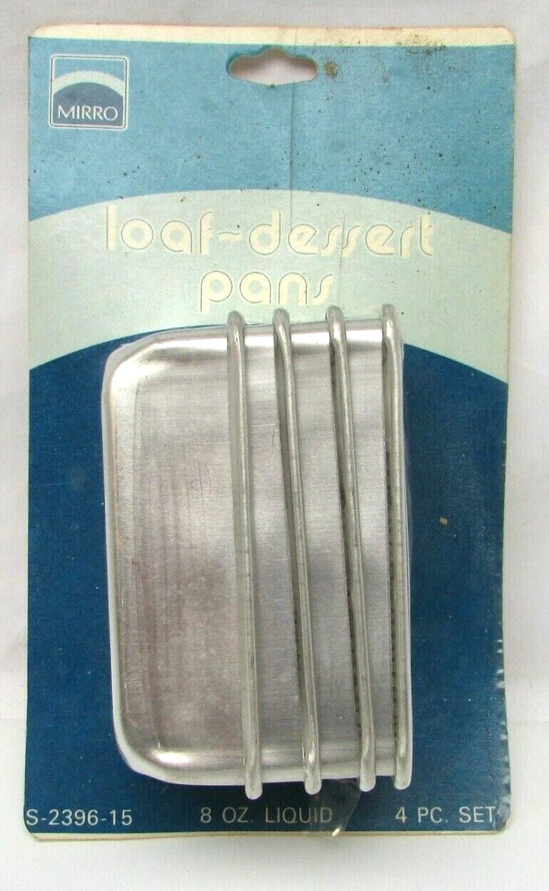RARE Set of 4 Vintage Mirro 8oz Personal Loaf Dessert Pans No. S-2396-15 NIP NOS