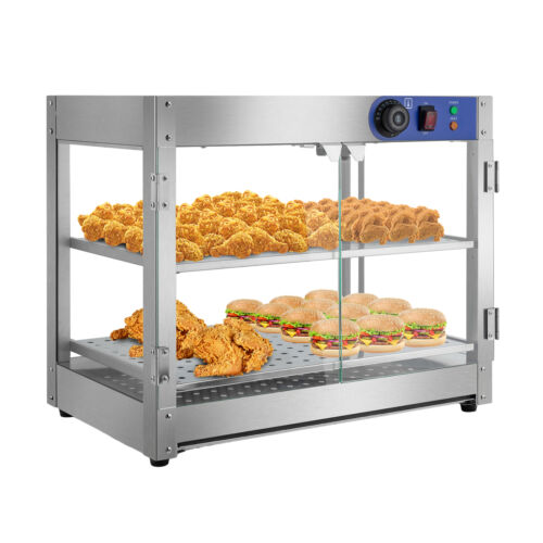 2-Tier Commercial Food Warmer Display Countertop Pizza Cabinet