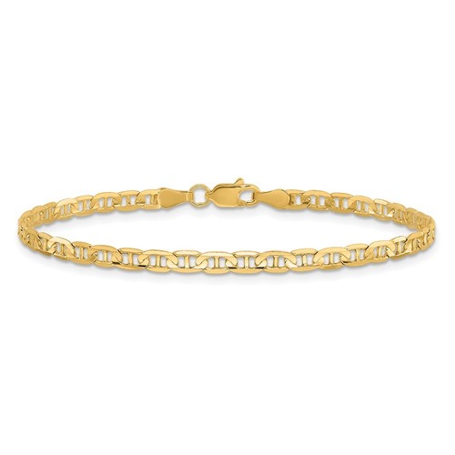 14K 10 inch 3mm Concave Anchor Chain Necklace - Picture 3 of 5
