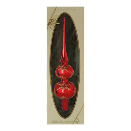 Christbaumspitze 32,5 cm Rot/Satin mit Golddeko - Bild 2 von 3